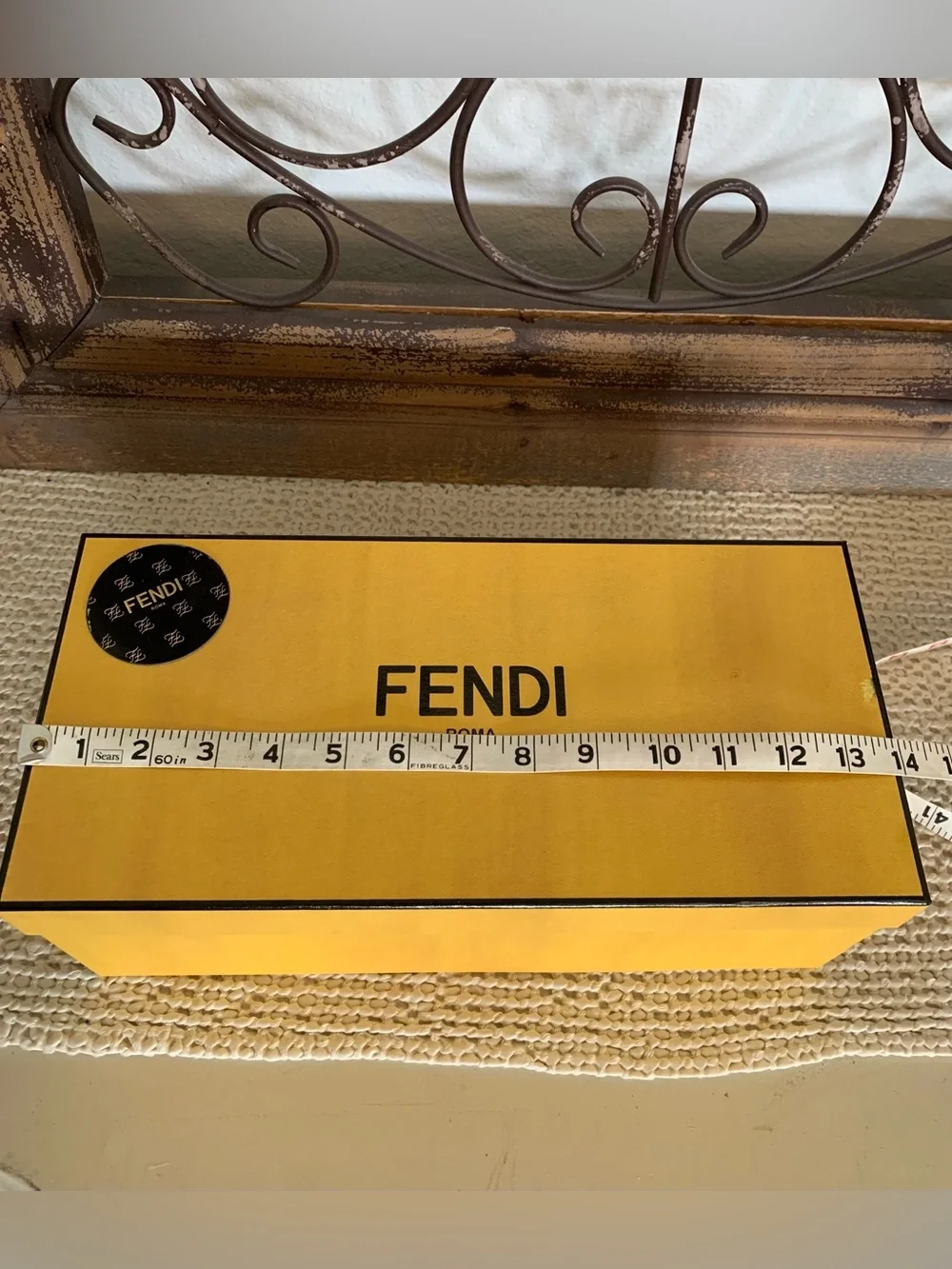 Authentic Fendi Roma Yellow Shoe Box (empty) Black Logo. Closet Decor / Upgrade!